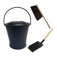 thumbnail image 2 of Balde,Cubo para Chimenea con Tapa Cepillo Pala,Cubo de metal de hierro con asa resistente al calor,Cubo de carbón eficiente,multifuncional y resistente,Pozos de fuego de fresno negro para, 2 of 10
