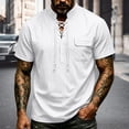 thumbnail image 2 of Landzoo Men'S Tees Solid Color Short Sleeve Henley T Shirt Summer Quick Dry Men Shirt Size XL White, 2 of 9