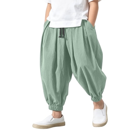 Tiijoy Boys Harem Pants Casual Summer Baggy Trousers with Pockets Sizes 7-8