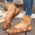 thumbnail image 2 of Viluyesy Womens Flat Sandals, Elastic Strap Closed Toe Lightweight Comfort Summer Casual Fashion Shoes Brown US6.5, 2 of 9