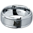 thumbnail image 2 of Tungsten Oregon The Beaver State Love Heart Band Ring 8mm Men Women Comfort Fit Gray Step Bevel Edge Brushed Polished, 2 of 4