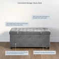 thumbnail image 3 of BELLEZE 35 Inch Storage Ottoman, Button-Tufted Ottoman Linen Storage Bench with Safety Close Hinge, Ottoman with Storage for Living Room, Entryway, Hallway, Foot Rest, Support 300lbs - Grey, 3 of 7