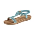 thumbnail image 3 of Willtoo Women's T-Strap Beaded Flower Rhinestone Flat Sandals,Summer Fashion Women Open Toe Butterfly Flat Sandals Dress Ankle Elastic Strap Sparkling Jeweled Bohemian Beach Shoes, 3 of 5