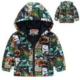 thumbnail image 3 of MHZLDYZ Toddler Boy Rain Jacket Toddler Boys Girls Casual Jackets Printing Cartoon Hooded Outerwear Zipper Coats Long Sleeve Windproof Coats Camo Baby Boy Clothes Rain Jacket Toddler (White,90), 3 of 4