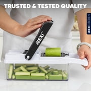 JEEXI Pro Vegetable Chopper, Multi-functional Onion Chopper, Veggie Chopper w/ Stainless Steel Blades, Vegetable Slicer w/ Container, Mandoline Slicer, Dicer, Cutter Ideal for Fruits/Salads