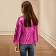 thumbnail image 6 of Vmvidoty Girls Shiny Party Long Sleeve Lightweight Zipper Metallic Jacket Hot Pink 9-10 Years, 6 of 6
