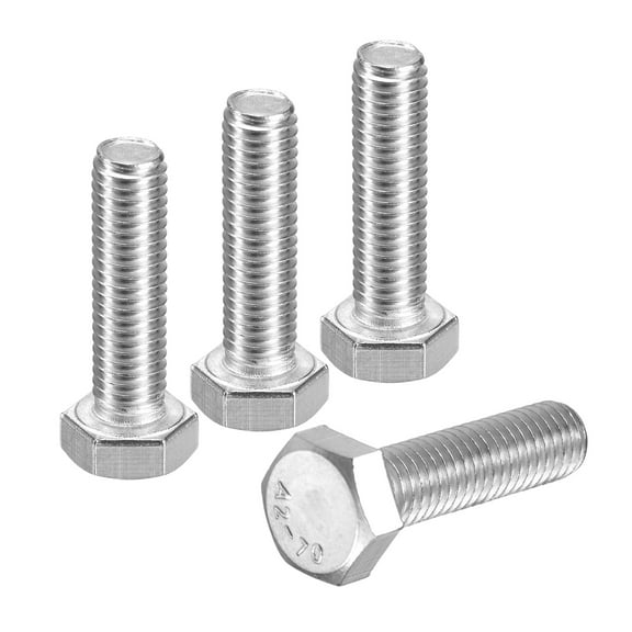 4Pack M8-1.25 x 30mm Left Hand Hex Head Bolt, 304 Stainless Steel Reverse Fully Threaded  Fastener Screws Bolts for Machinery, Automobiles and Construction