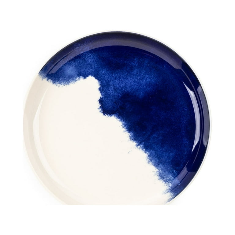 Thyme & Table Blue Drip 12-Piece Ceramic Dinnerware Set - Walmart.com