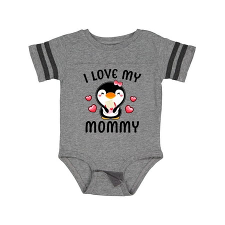 

Inktastic I Love My Mommy with Cute Penguin and Hearts Gift Baby Girl Bodysuit