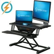 VersaDesk 32" PowerRiser Electric Height Adjustable Standing Desk Riser for Home Office, Black, w/ Keyboard Tray