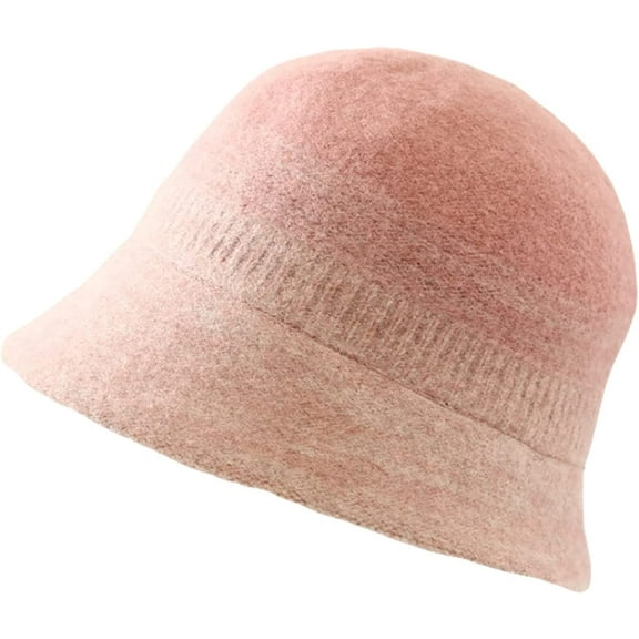 CoCopeaunts Bucket Hats for Women Autumn Winter Hat Temperament Elegant Round Top Pot Hat Two-Color Gradient Fisherman Hat