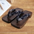 thumbnail image 2 of Traditional Japanese Style Wooden Clogs Sandals Flops Blue Square 45, 2 of 7