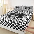 thumbnail image 3 of Homewish Plaid Letter L Full Size Sheets for Teens, Black White Monogrammed Bed Sheets, Vintage Mandala Damask Sheet Sets, Breathable Home Decor, 4pcs, 3 of 7