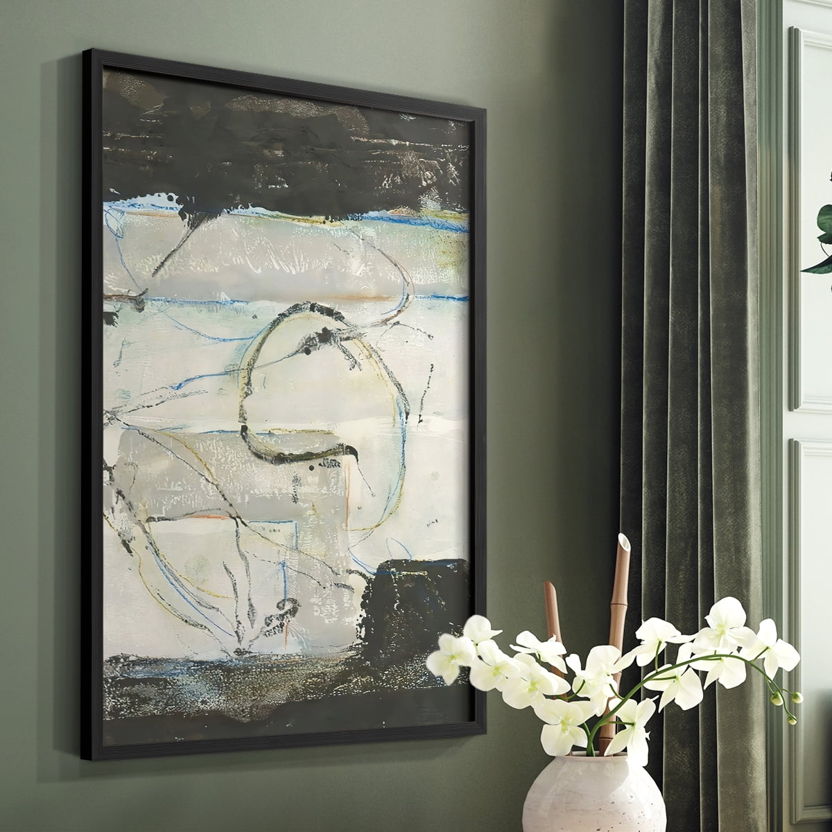 Continuing Energy I Framed Print in Black Solid Wood Framed Print No Nail Hanging