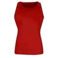 thumbnail image 3 of Mohiass Womens Sleeveless Racerback High Neck Casual Basic Cotton Ribbed Fitted Tank Top Red L, 3 of 6