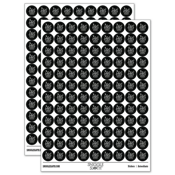 Picnic Basket Wine and Bread 200 Round Stickers - Black - Gloss Finish - 0.50" Size