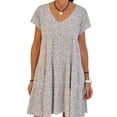 thumbnail image 3 of Sonducket Vestido de manga corta con cuello en V y volantes estampados para mujer Vestidos Blanco XXL, 3 of 4