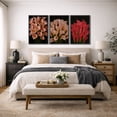 thumbnail image 3 of Framed Canvas Print Dark Floral Wall Art Set of 3 Botanical Decorative for Living Room Bedroom - 16"x24"x3 BLACK, 3 of 8