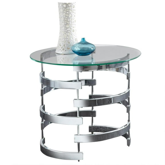Tayside Chrome and Metal Tempered Glass Top End Table