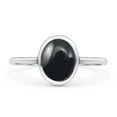 thumbnail image 1 of Oval Petite Dainty Thumb Ring Simulated Black Onyx Solid 925 Sterling Silver Size 9, 1 of 5