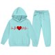 thumbnail image 5 of Conjunto de sudadera con capucha de manga larga para niños con estampado en forma de corazón y pantalones deportivos con lazo en las piernas, conjunto deportivo informal de dos piezas para niños, poli, 5 of 5