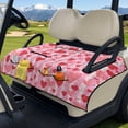 thumbnail image 2 of COEQINE 2-Seater Golf Cart Seat Towel Blanket with Portable Fold Design and Handle, 51.2"x30.3" Universal Fit, Quilted Seat Cover, 4 Pockets, Machine Washable, Pink Heart Stripes, 2 of 8