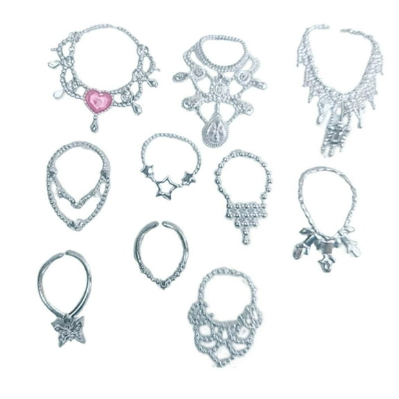 JWQFBC 10 Pieces Doll Accessories Jewelry Set Lovely Daily Wear for 1/12 Doll Accessory