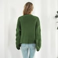 thumbnail image 3 of Defitshape Women's V Neck Top Soft Cardigan Fall Short Drop Shoulder Long Sleeve Open Front Warm Casual Sweater Army Green Small, 3 of 4