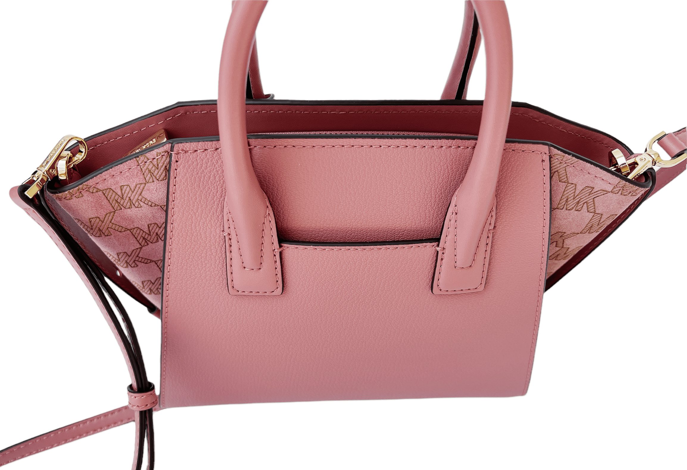 Michael Kors Rose Top Handle Messenger Crossbody Vanilla MK Blush Pink –  Gaby's Bags