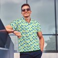 thumbnail image 4 of Pofeuu Cute Dinosaur Blue Green Print Men's Loose Fit Midweight Short-Sleeve Pocket Polo-3X-Large, 4 of 6