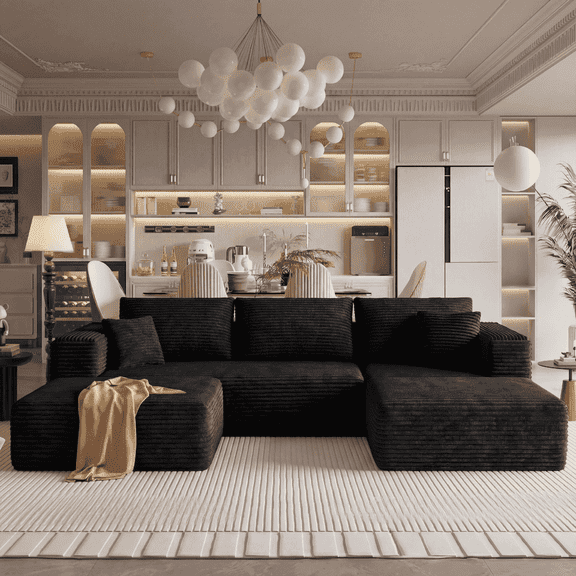 Liaroo 108" Sectional Couch, Boneless Couch Cloud Sofa, No Assembly Required Modular Couch U-shaped Couch for Living Room