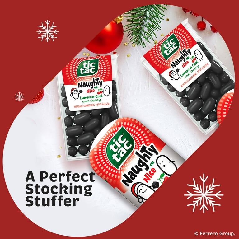 12 pack) Tic Tac Naughty or Nice Lumps Of Coal Sour Cherry Mints