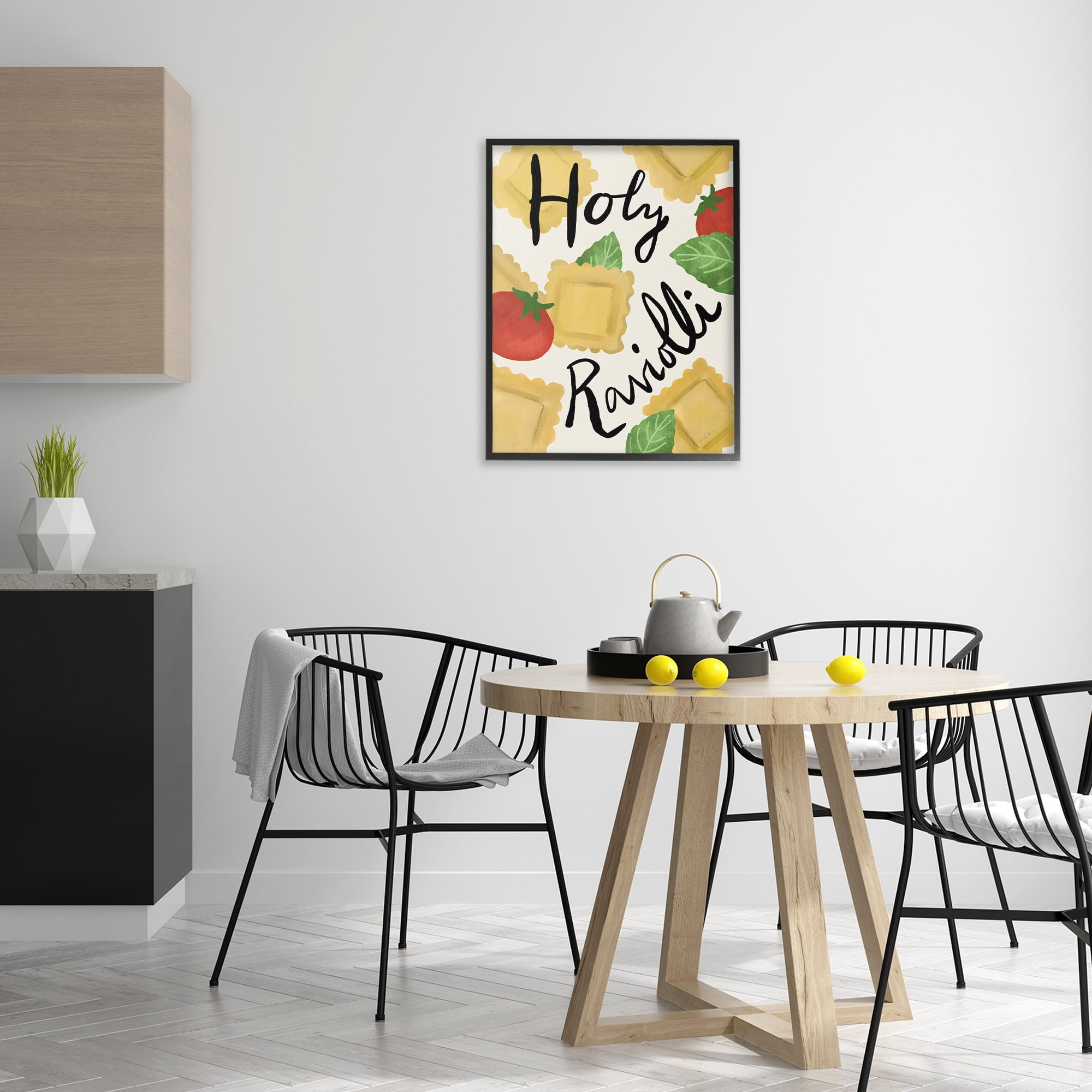 Stupell Industries Funny Holy Ravioli Food & Beverage Painting Black Framed Art Print Wall Art, 24 x 30