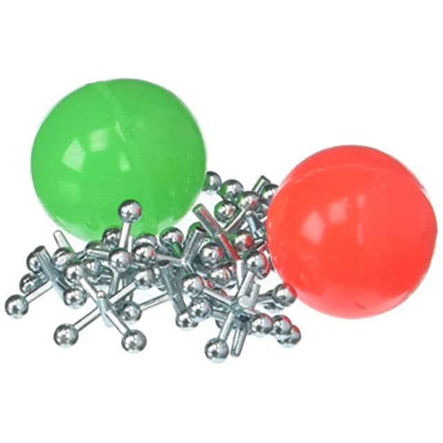 vintage toys double jax retro 2 hibounce balls & 16 metal jacks in