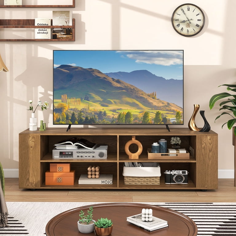 Costway 59'' Wood TV Stand, Console Storage Entertainment Center
