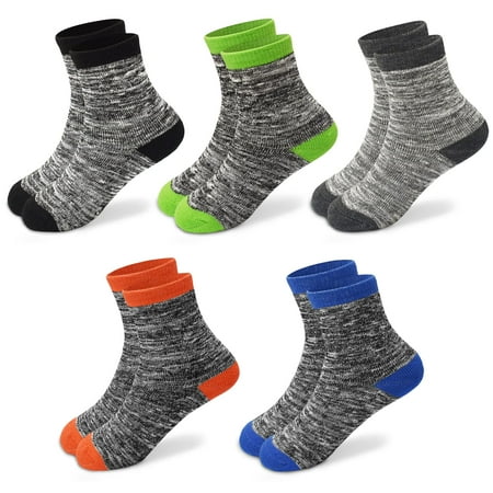 

SPTRAMLE Boys Warm Socks Kids Winter Crew Socks for Toddler Boys Girls(7-10 Years) 5 Pairs Thicken Thermal Half Cushion Mid Cut Socks