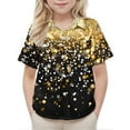 thumbnail image 4 of AUNVITO Kids Stylish Cute Casual Short Sleeve School Uniform Shirt with Star Sequins Pocket Glitter Comfy Sparkling Design, 4 of 7