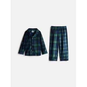 Wonder Nation Toddler Long Sleeve Button Front Pajama Set