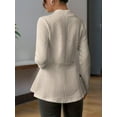 thumbnail image 6 of ZOELNIC Women's Textured Blazer Single Button Long Sleeve Business Casual Jacket with Ruffle Hem, Slim Fit Cardigan Work Blazer, XL, 6 of 7
