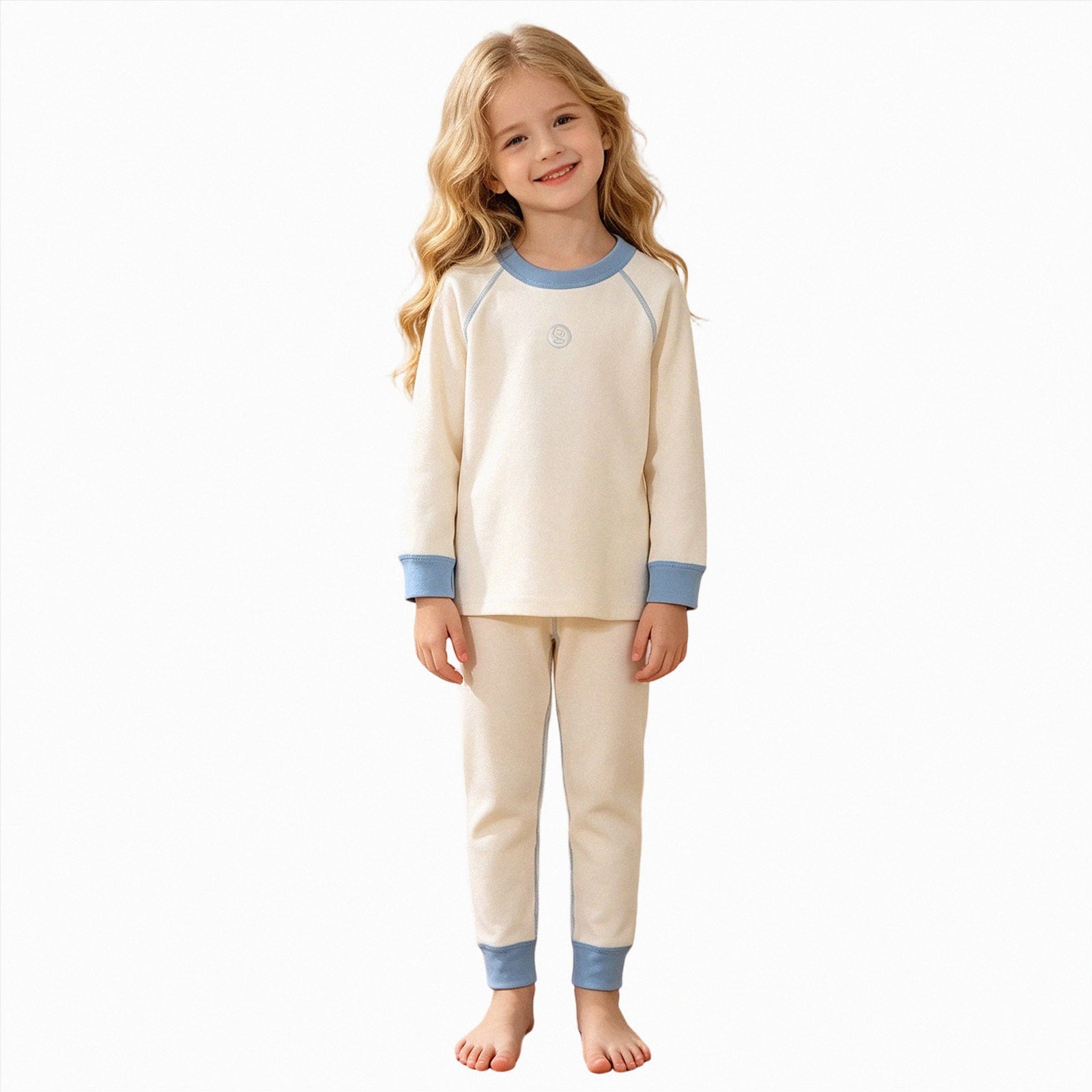 Splozh Kids Matching Outfits Infant Kids Toddler Junior Girls Soft Comfy Sleepwear Pajamas 2pcs Set Loungewear for Kids Beige 3-4 Years