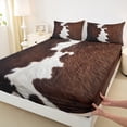 thumbnail image 3 of Manfei Cow Hide Print Full Size Sheets,Brown Cattle Hide Bed Sheets,Brown Gray Sheet Sets For Adults,Microfiber Bedroom Decor,4 Pieces, 3 of 7