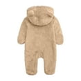 thumbnail image 6 of Povozer Newborn Infant Baby Boys Girls Winter Coat Warm Fleece Hooded Romper Outwear(Khaki,6-9 Months), 6 of 6