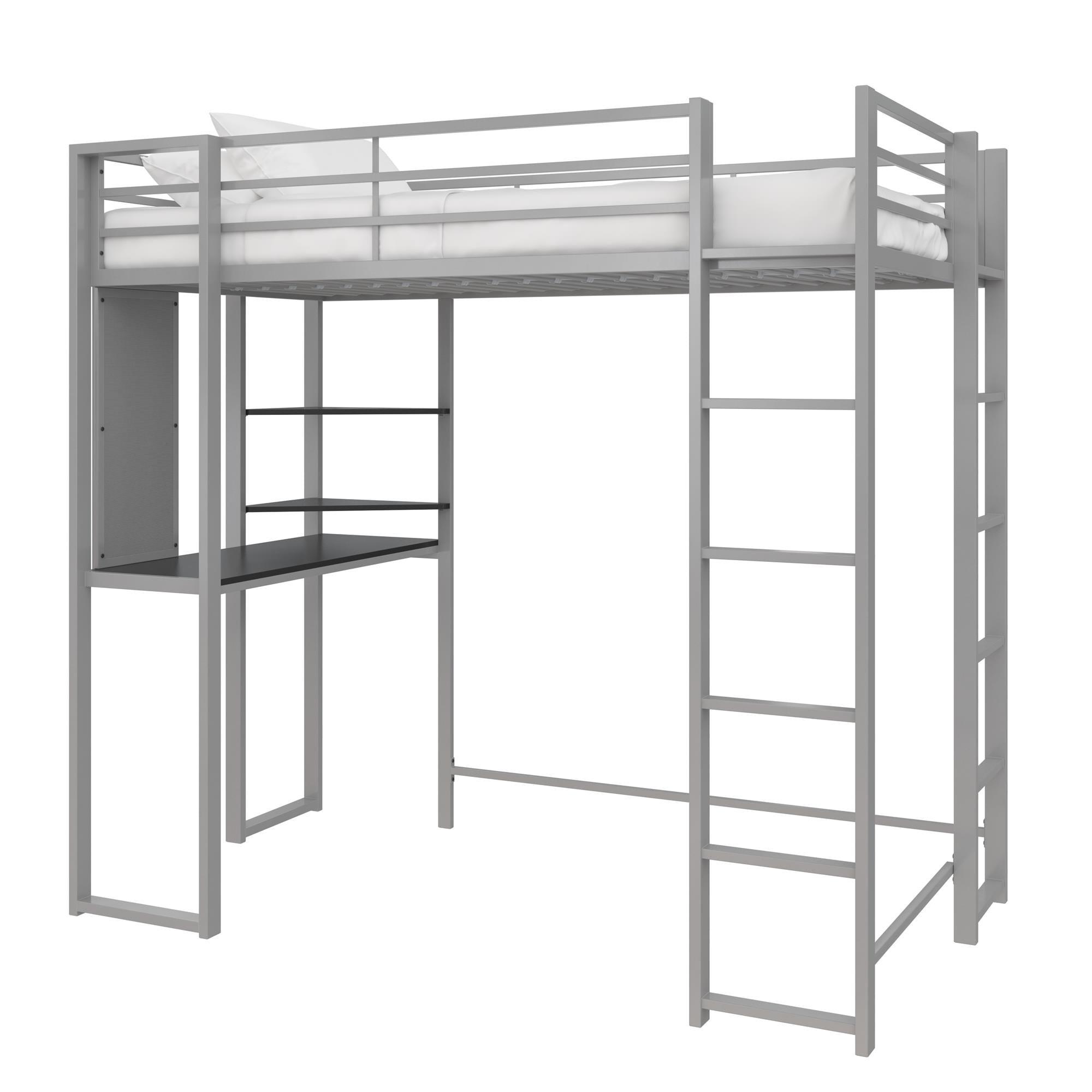 DHP Abode Twin Size Metal Loft Bed, Silver