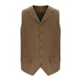 thumbnail image 4 of Mens Suit Vests Sleeveless Button-Down V Neck Collared Business Work Waistcoats Formal Dress Solid Slim Vests for Suits or Tuxedos, 4 of 5