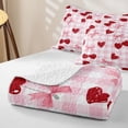 thumbnail image 4 of Homewish Cute Cherry Bow Twin Quilt Set For Girls,Pink Plaid Twin Coverlet Set,2pcs, 4 of 7