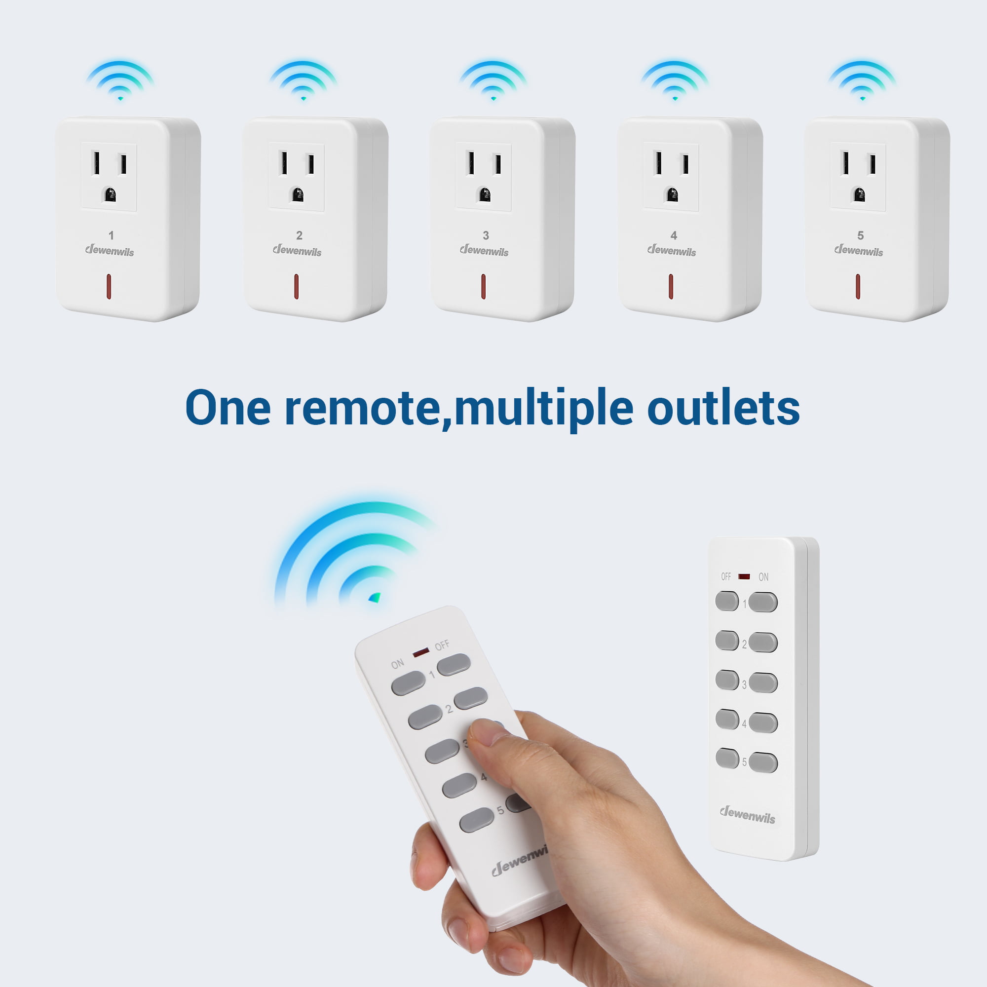 DEWENWILS Indoor Remote Control Outlet, Expandable Remote Light Switch, Wireless on Off Power Switch, 100ft RF Range