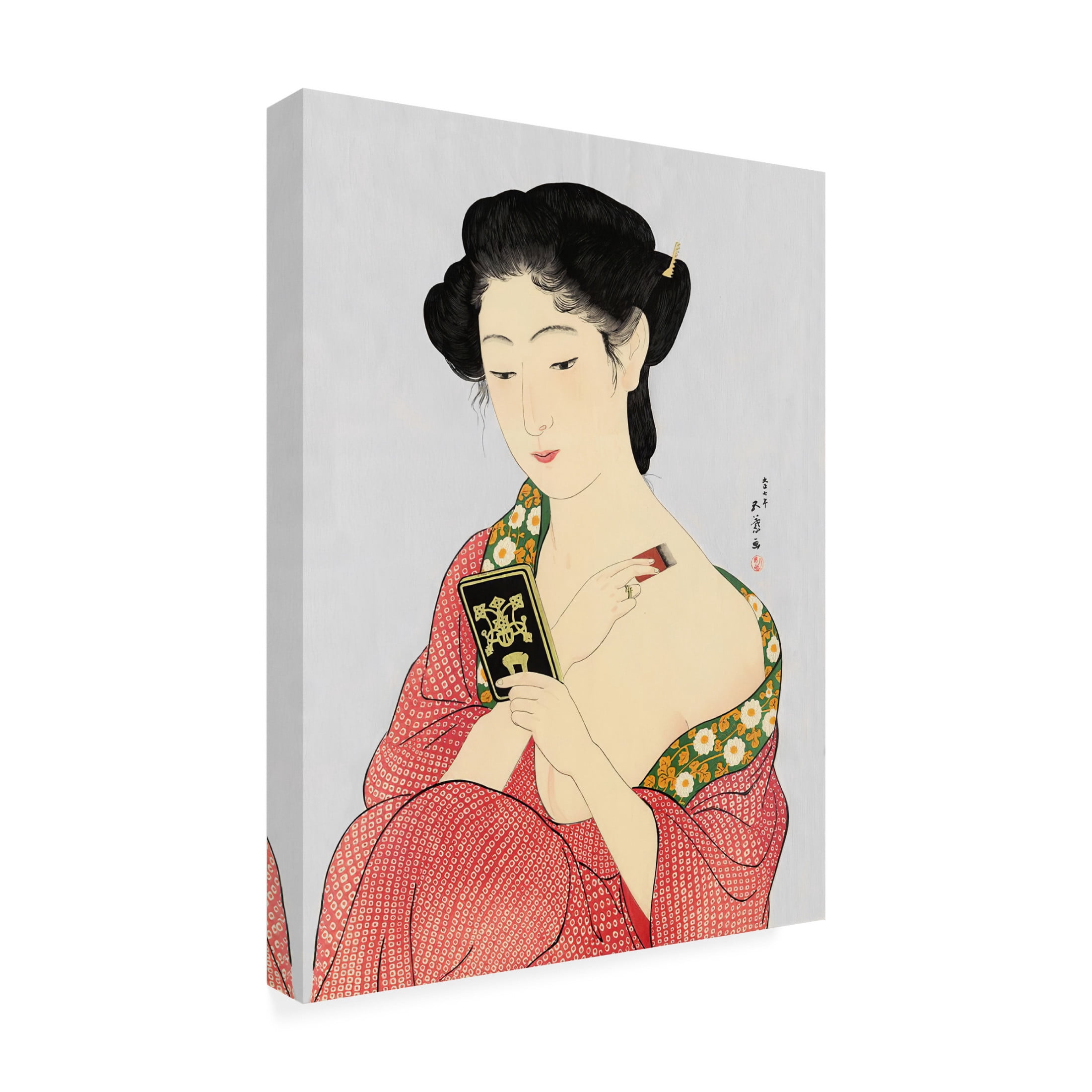 Canvas Wall Art - Vintage Lavoie 'Woman Applying Make Up Hashiguchi Goyo 1918' Wall Art for Living Room, Bedroom, or Office Décor by Trademark Fine Art - 18 x 24 Inches