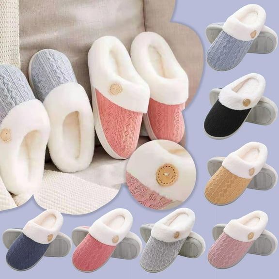 FRSASU Women's Indoor Bedroom Slipper with Memory Foam, Gift for Women, Wool-Like House Shoe with Anti-Skid Sole Yellow