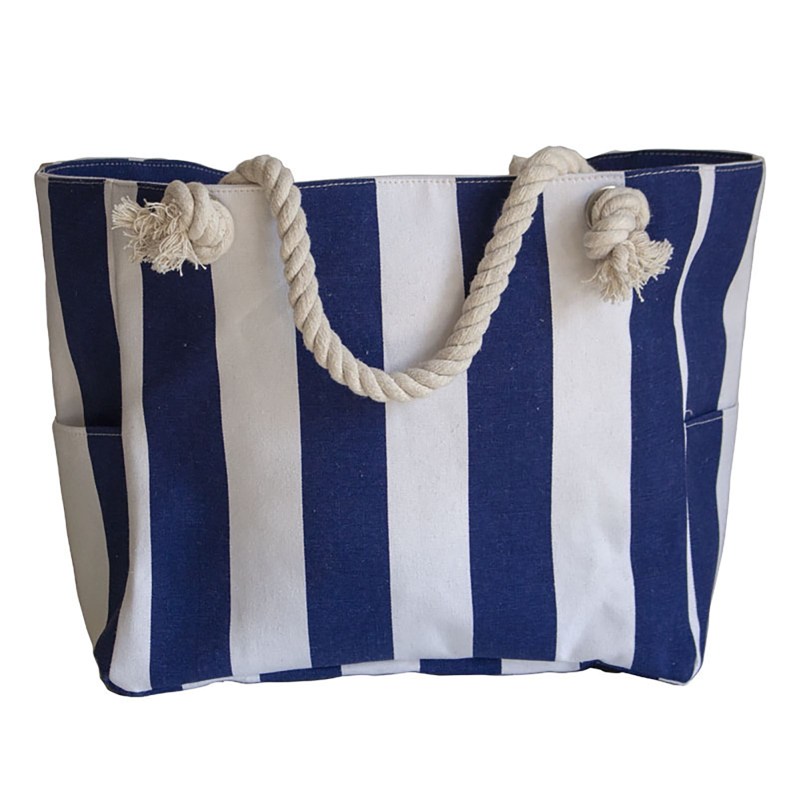 Feiboyy 2023 Striped Canvas Beach Travel Handbag Swimwear Storage Tote