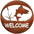 thumbnail image 1 of 7055 610373870843 Turning Fish Welcome Circle Metal Wall Art, 1 of 2